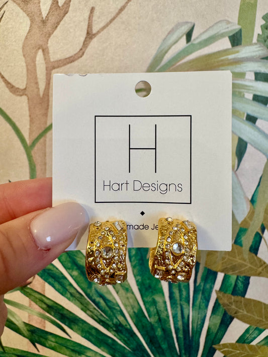 Gold Rhinestone Vintage Hoop