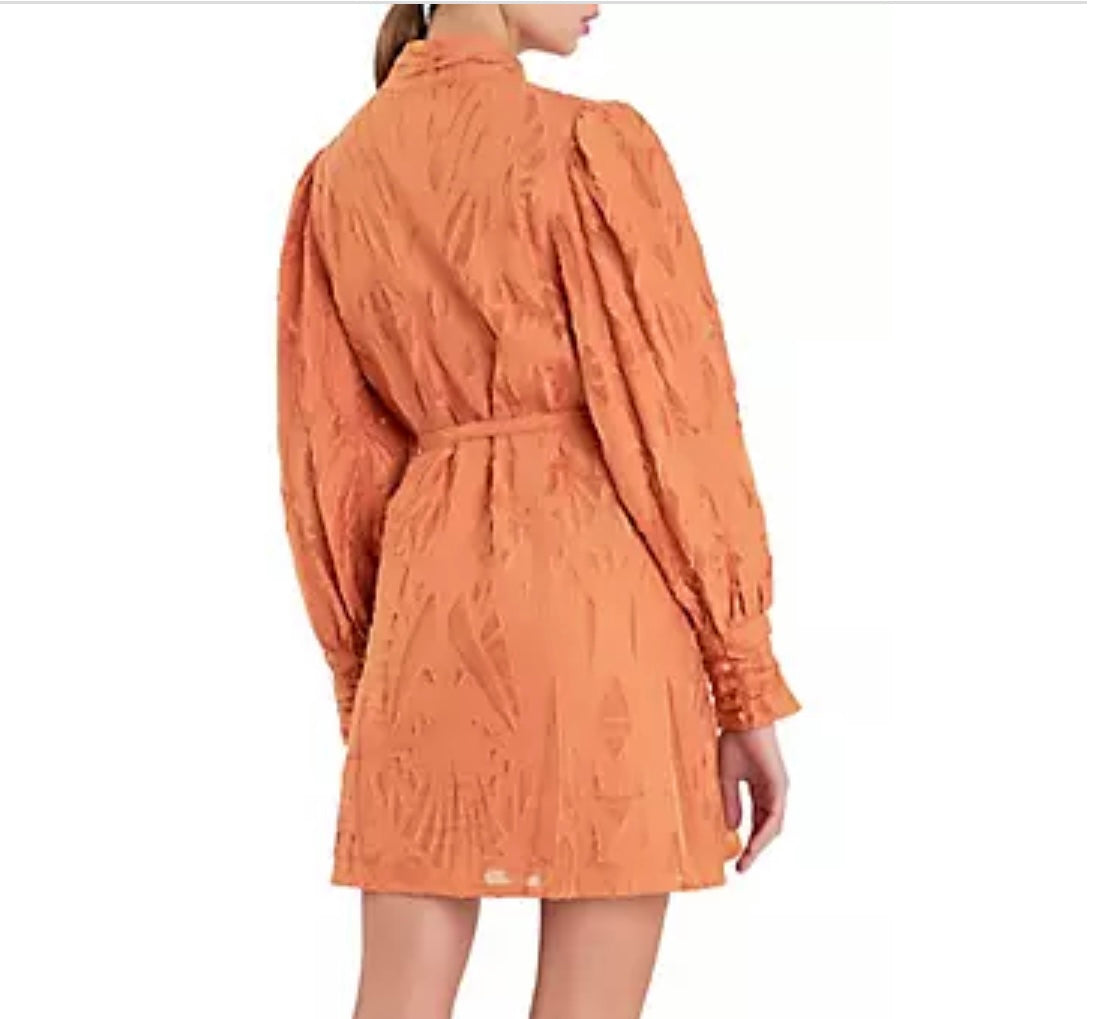 Orange Organza Tie Dress-English Factory