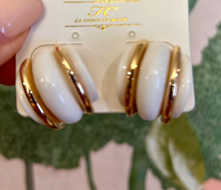 White & Gold Layered Hoops