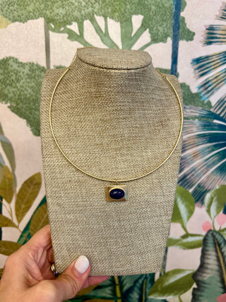 Gold Oval Stone Collar Necklace