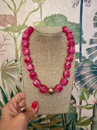 Hot Pink Beaded Necklace