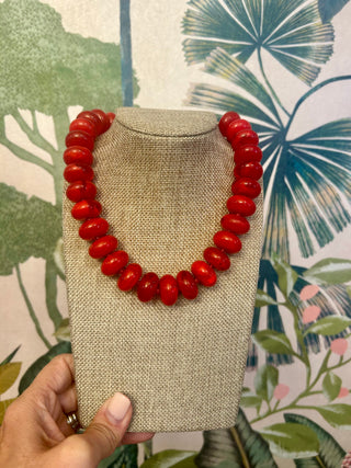 Red Gema Beaded Necklace