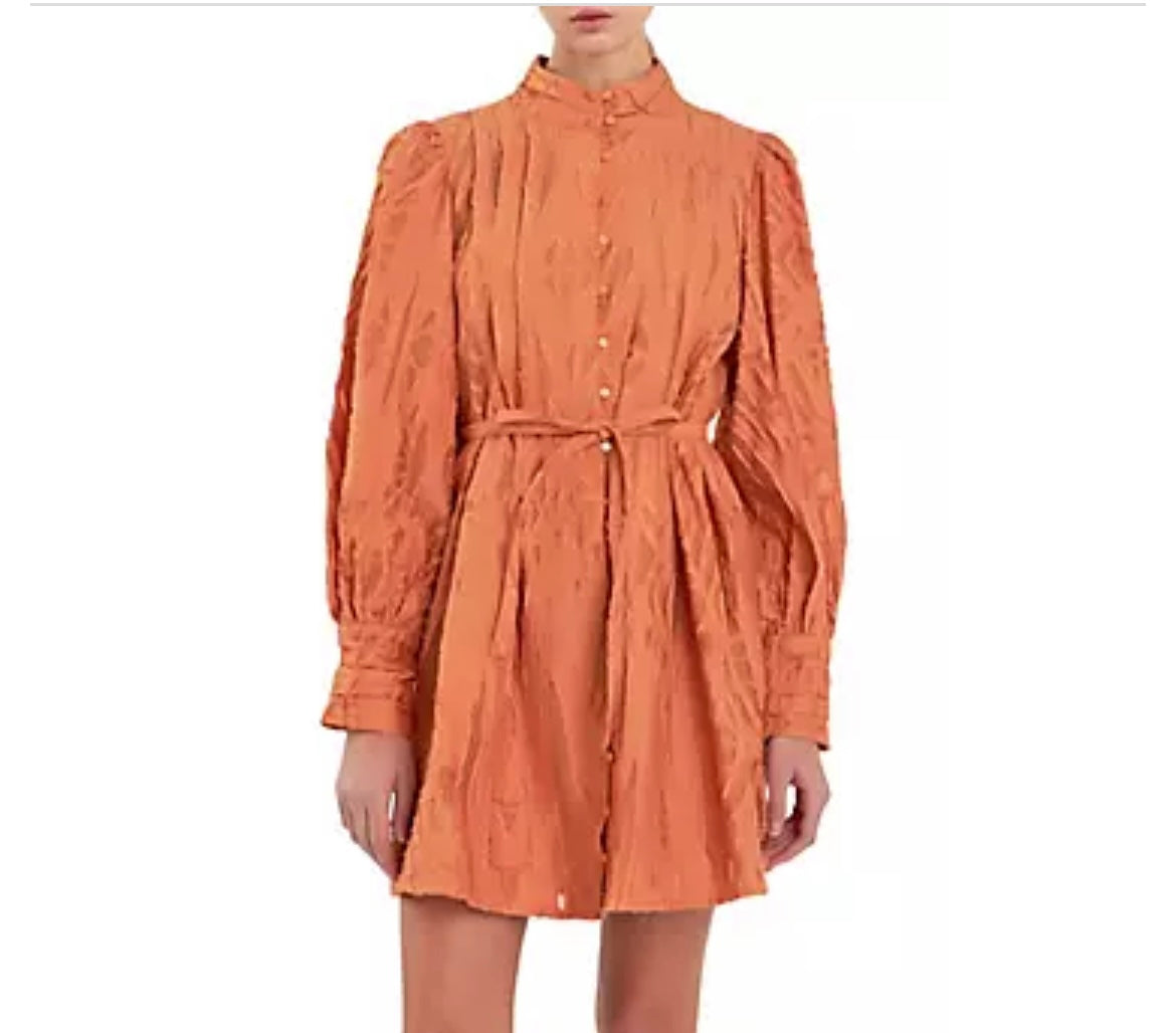 Orange Organza Tie Dress-English Factory