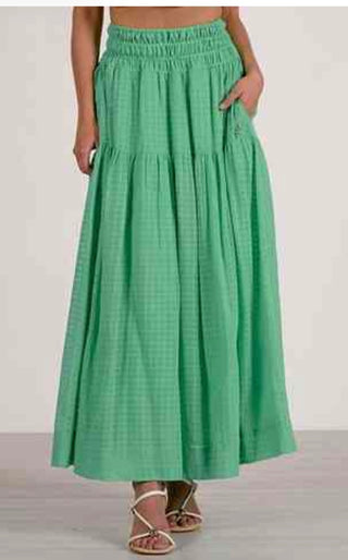Mint Smocked Waist Maxi Skirt