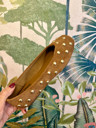 Karma Gold Studded Camel Shoe