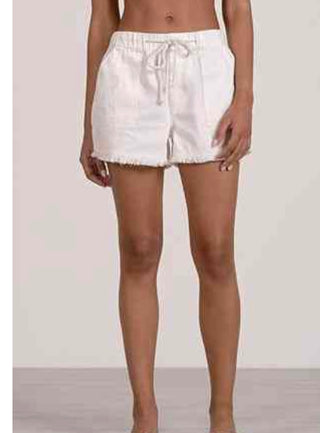 White Tie Front Frayed Hem Shorts