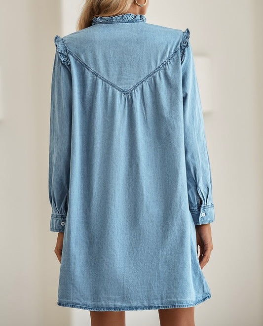 Frilled Denim Dress