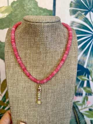 Sutton Pink Beaded Fish Necklace