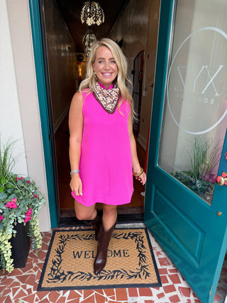 Stand Collar V Neck Dress