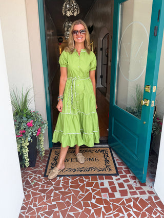 Amalie Lime Scallop Detail Maxi Dress