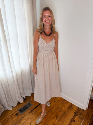 Striped Spaghetti Strap Midi Dress-Saturday Steal