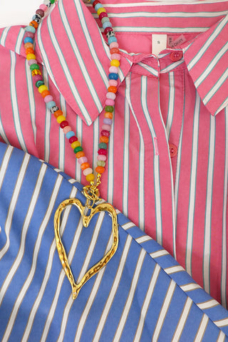 Rainbow Beaded Large Heart Necklace