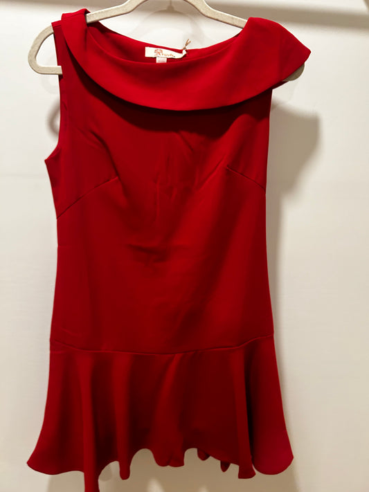 Red Boatneck Tiered Dress