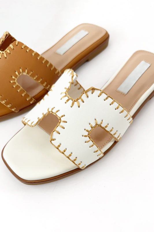 Stitched Detail  Cut Out Sandal