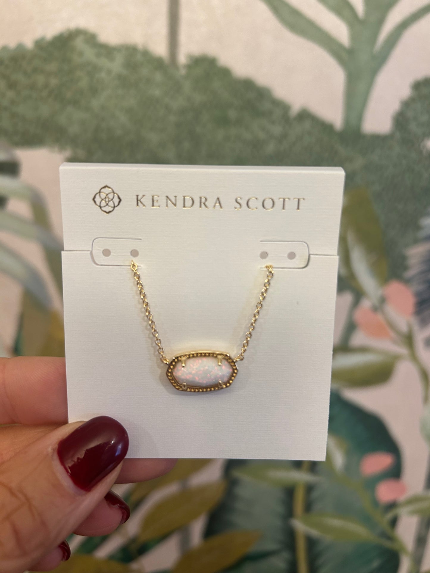 Elisa Gold Short Pendant Necklace Carnation White Opal-Kendra Scott