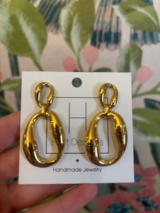 Oval Link Gold Earring