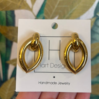 Teardrop Link Gold Earrings