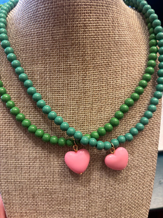 Blush Heart Beaded Necklace