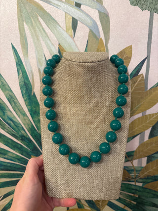 Hunter Green Bead Link Necklace