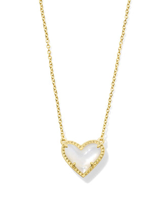 Ari Heart Gold Pendant Necklace in Ivory Mother-of-Pearl-Kendra Scott