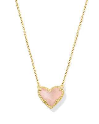 Ari Heart Gold Rose Quart Pendant Necklace-Kendra Scott