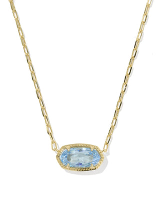 Elisa Luxe Gold Short Pendant Necklace in  Light Blue CZ