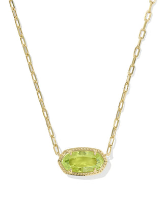 Elisa Luxe Gold Short Pendant Necklace in Light Green CZ