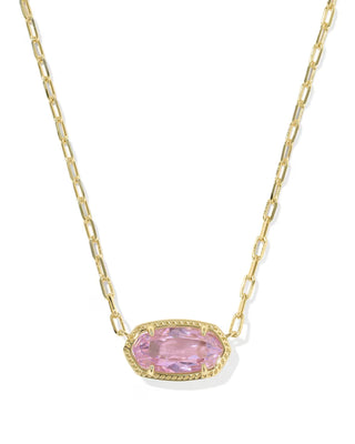 Elisa Luxe Gold Short Pendant Necklace in Light Pink CZ