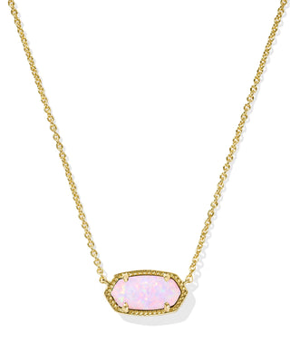 Elisa Gold Short Pendant Necklace - Blush Pink Opal