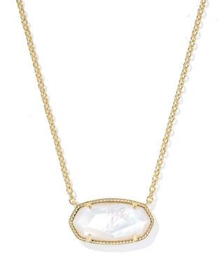 Elisa Gold Statement Short Pendant Necklace in Ivory Mother-of-Pearl