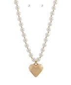 Pearl Puffy Heart Necklace