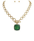 Square Stone Pendant Necklace