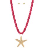 Pink Beaded Starfish Necklace