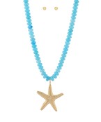 Blue Beaded Starfish Necklace