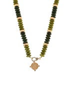 Green & Gold Medallion Charm Necklace