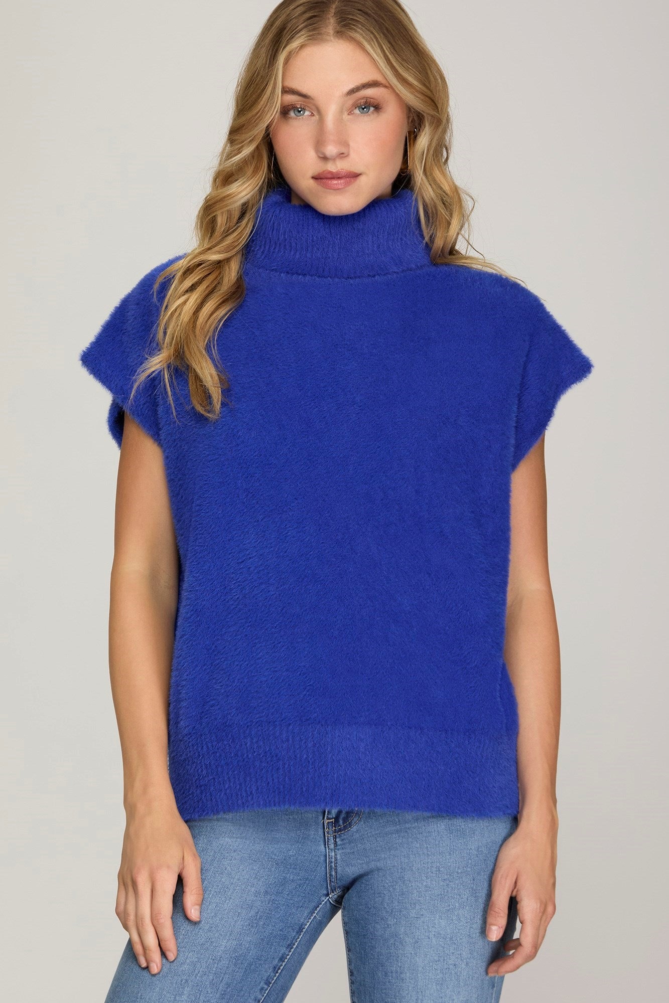 Short Sleeve Mohair Turtleneck