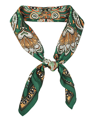Green Floral Bohemian Paisley Border Scarf