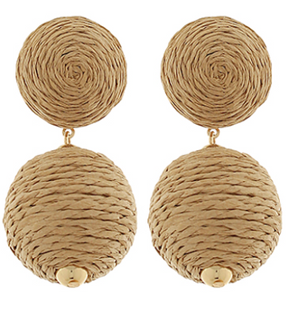 Raffia Ball Dangle Earring