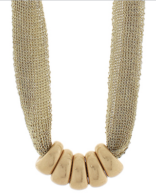 Geo Ring Accent Mesh Fabric Necklace