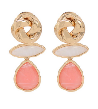 Linear Love Knot & Teardrop Resin Earrings