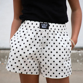 White/Black Polka Dot Shorts-Lulu Mac
