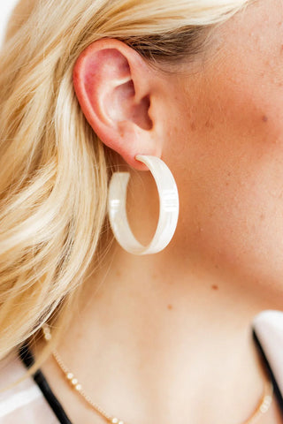 Ashley Medium Champagne Sparkle Hoop Earrings