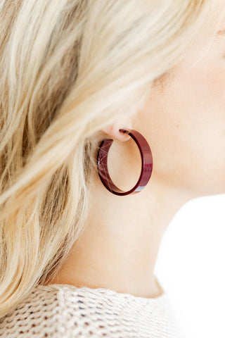 Ashley Medium Maroon Hoop Earrings