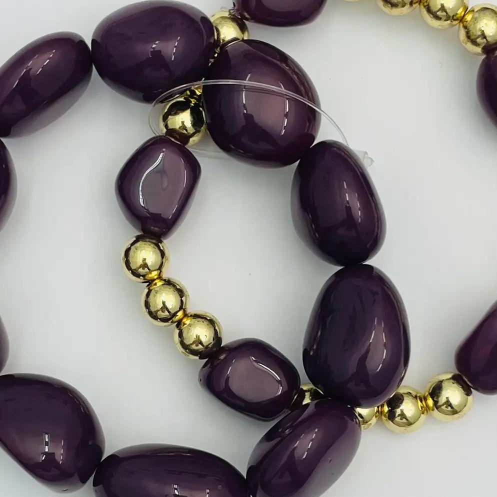 Purple Double Stone Two Bracelet Stack