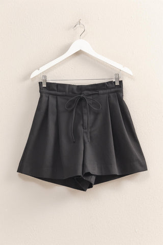 Black High Waisted Washed Short