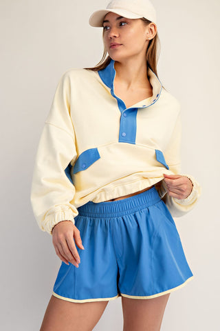 Elastic Waistband Trim Detail Shorts-Saturday Steal