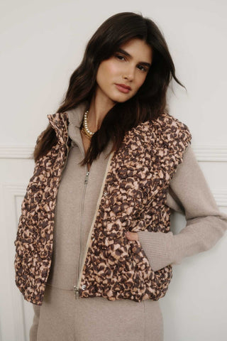 Brown Leopard Quilted Vest