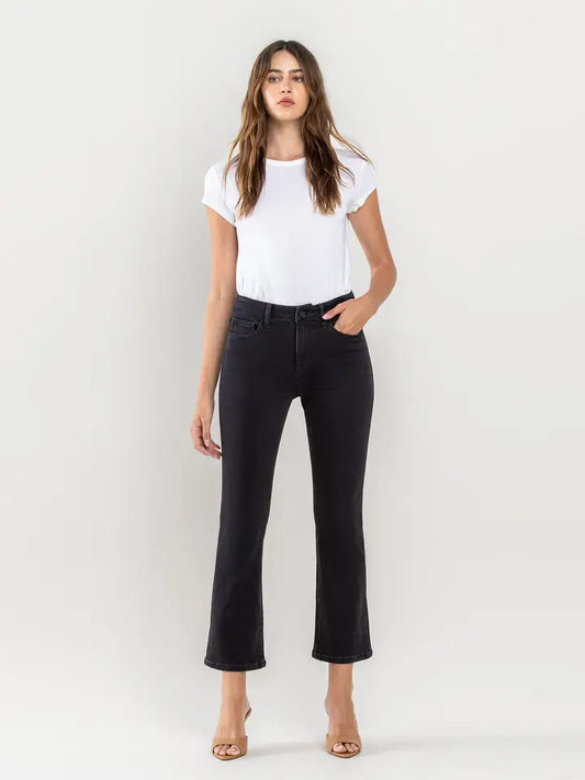 Black Lovervet High Rise Kick Flare Cropped