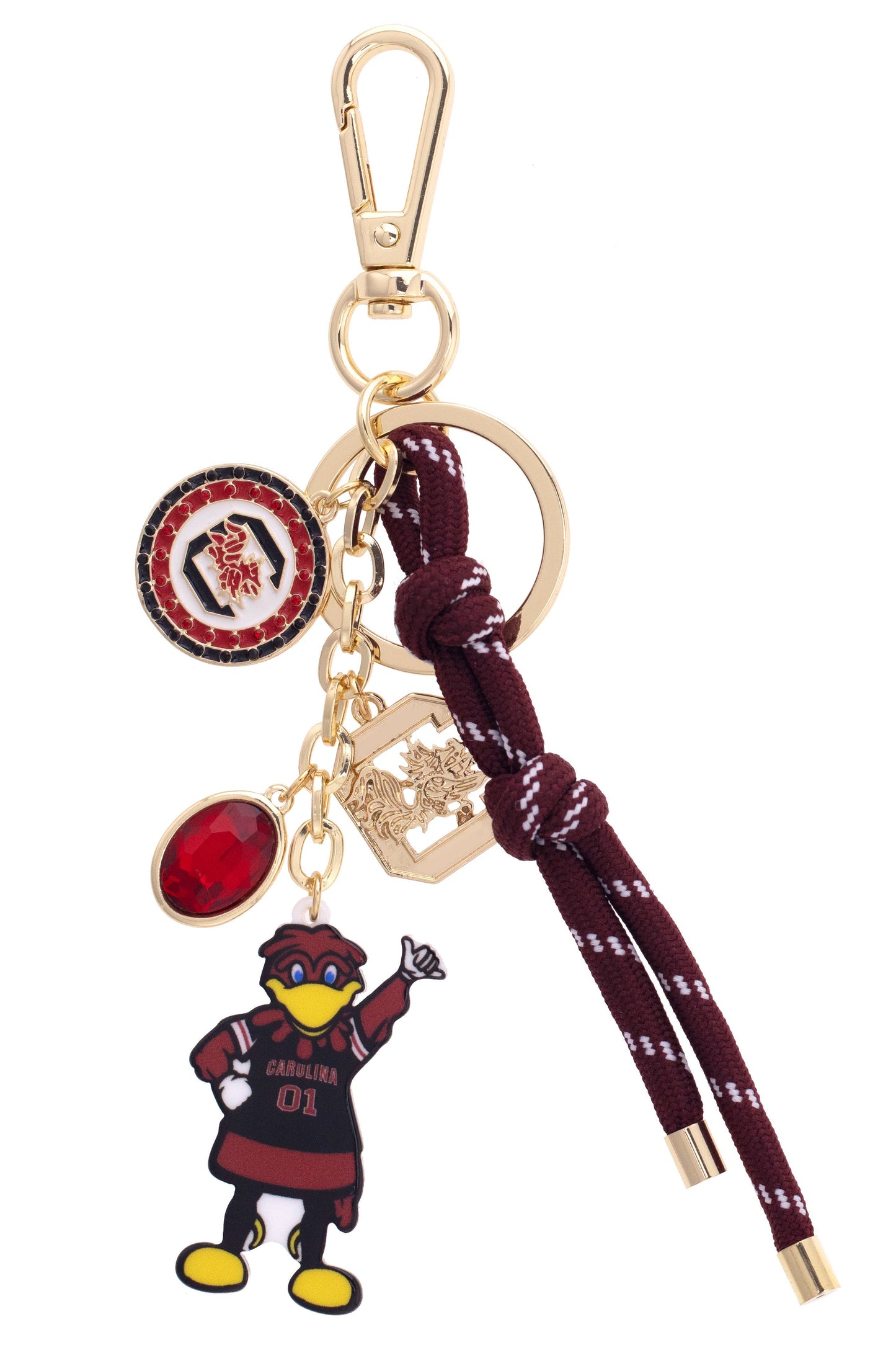 South Carolina Gamecocks Cluster Bag Charm in Garnet