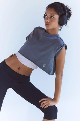 Vintage Black Hot Shot Cropped Tee-Free People Movement